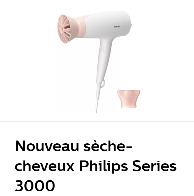 testez le nouveau seche-cheveux Philips Series 3000